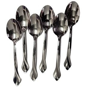 6 Oneida Tribeca‎ Stainless Steel Tablespoons Dinner Spoons